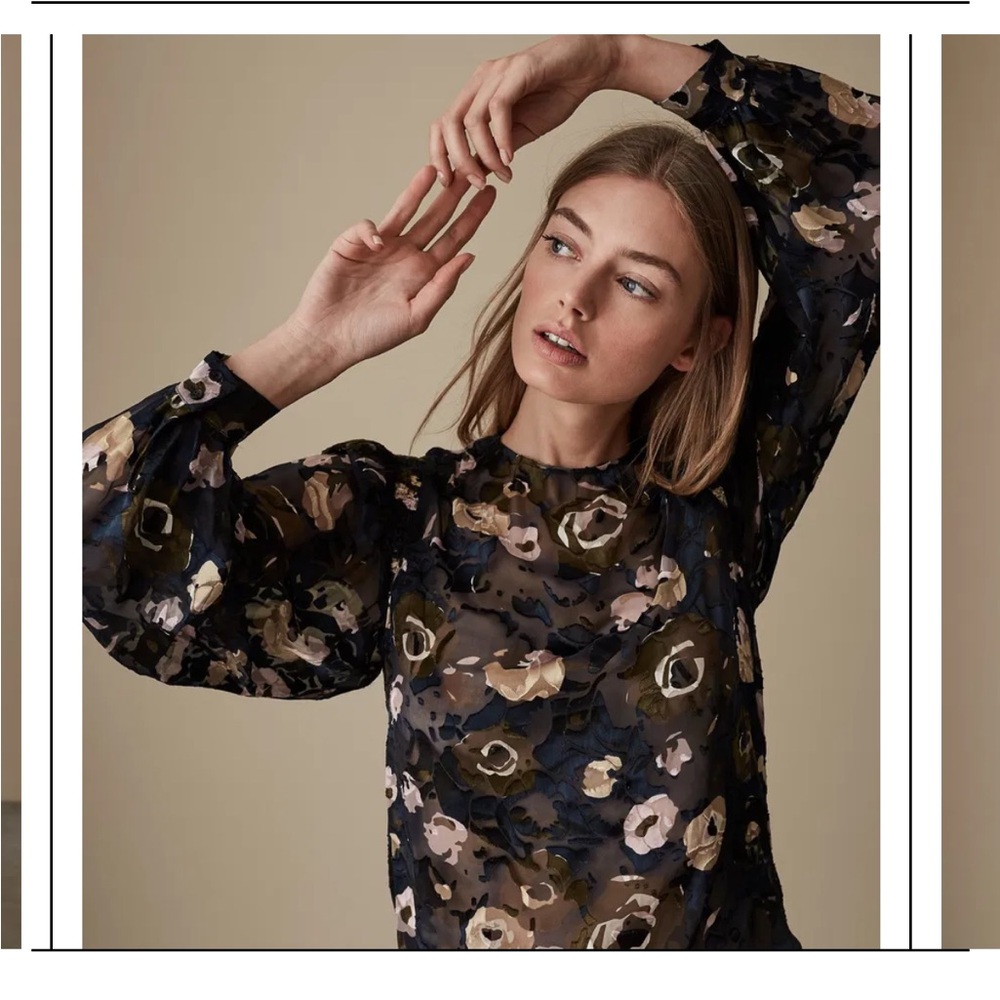 Reiss Jennifer Floral Burnout Blouse